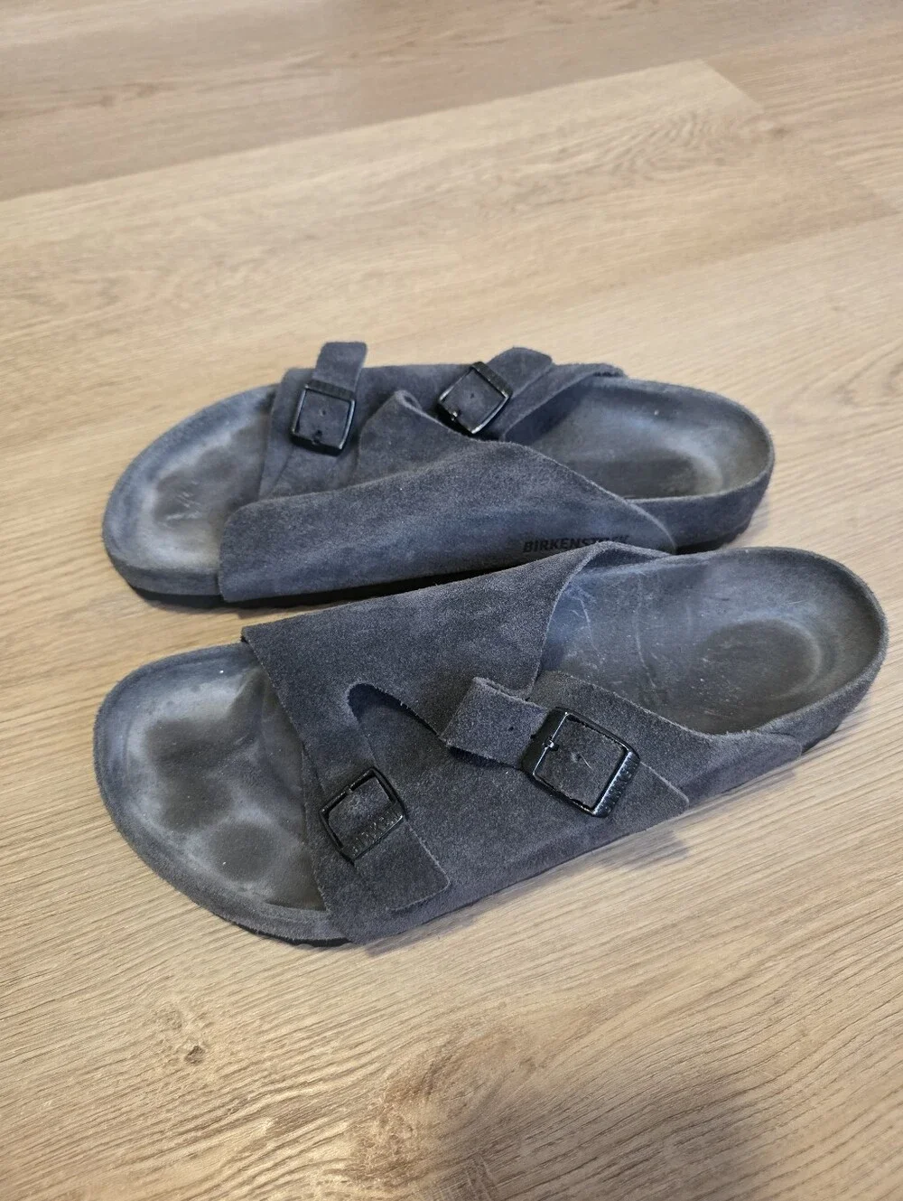 Birkenstock | Zurich Suede Leather Charcoal Double Strap Sandals Size EU 40